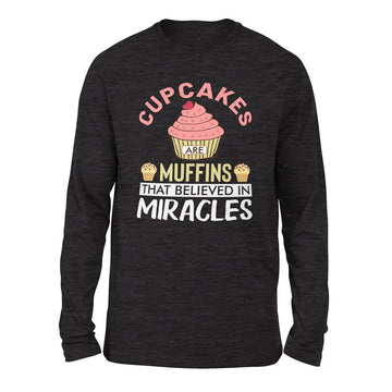 Cupcakes Are Muffins That Believed In Miracles Men/Unisex Drop Shoulder Sweatshirt in Dark Grey Heather color
